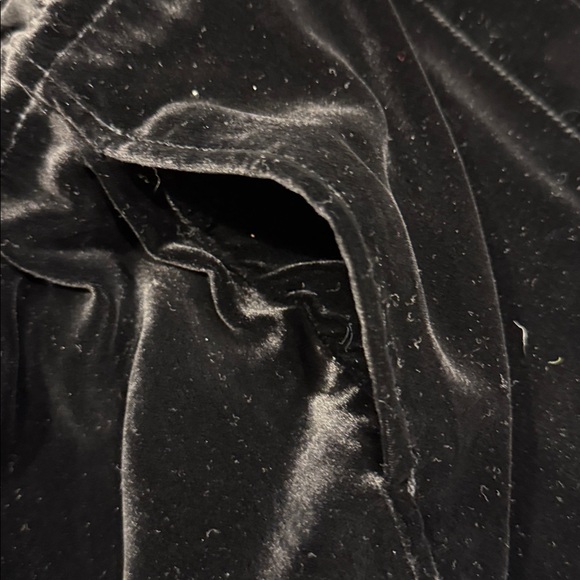 Black Velvet Button-Front Jacket • Silk Blend • Drawstring Waist • XL - Picture 6 of 8